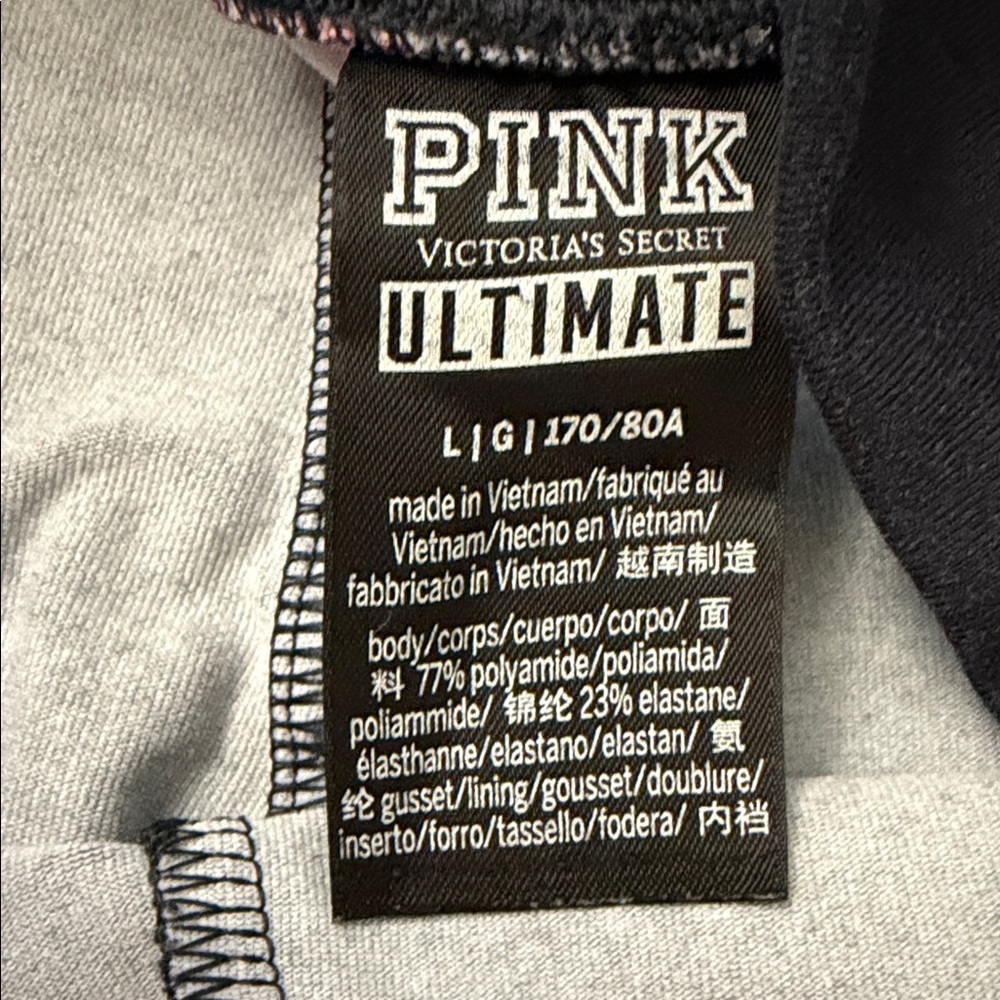 PINK Victoria’s Secret Ultimate Black Cherry Print 7/8 Leggings Size Large - Picture 10 of 10